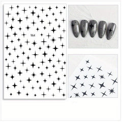 3D Nail Art Stickers Heart Star Pattern Sparkling Nail Decals