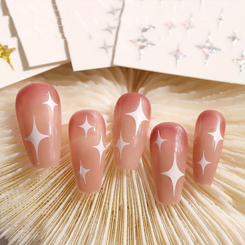3D Nail Art Stickers Heart Star Pattern Sparkling Nail Decals