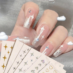 3D Nail Art Stickers Heart Star Pattern Sparkling Nail Decals