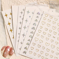 3D Nail Art Stickers Heart Star Pattern Sparkling Nail Decals