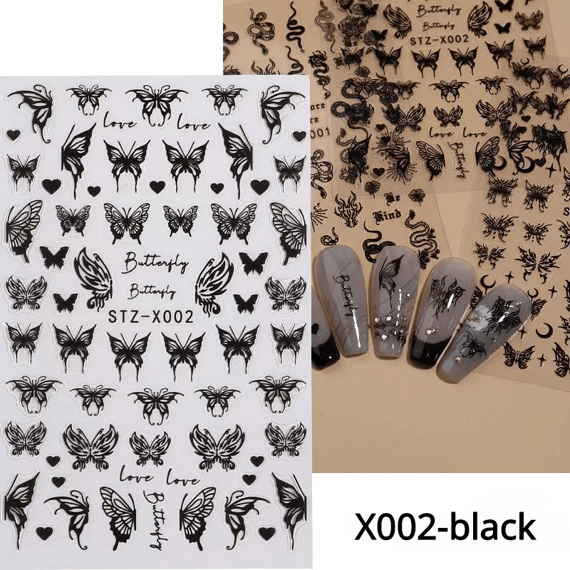 5D Embossed Aurora Butterfly Nail Art Transfer Stickers Self Adhesive Decals