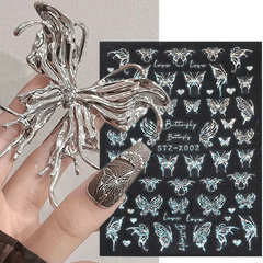 5D Embossed Aurora Butterfly Nail Art Transfer Stickers Self Adhesive Decals