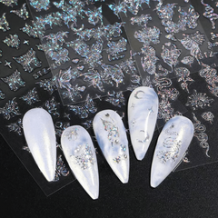 5D Embossed Aurora Butterfly Nail Art Transfer Stickers Self Adhesive Decals