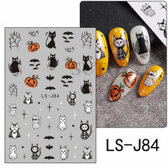 Halloween Nail Art Stickers Pumpkin Spider Web Skull Ghost Bat Nail Decals