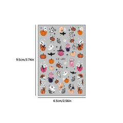 Halloween Nail Art Stickers Pumpkin Spider Web Skull Ghost Bat Nail Decals