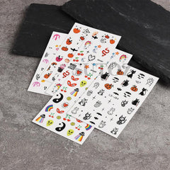 Halloween Nail Art Stickers Pumpkin Spider Web Skull Ghost Bat Nail Decals