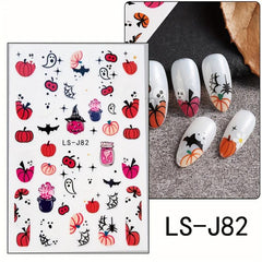 Halloween Nail Art Stickers Pumpkin Spider Web Skull Ghost Bat Nail Decals