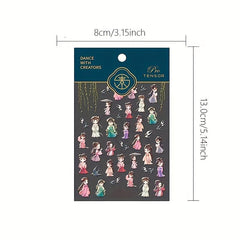 Chinese Style Building Nail Art Stickers Ancient Girls Birds Sticker