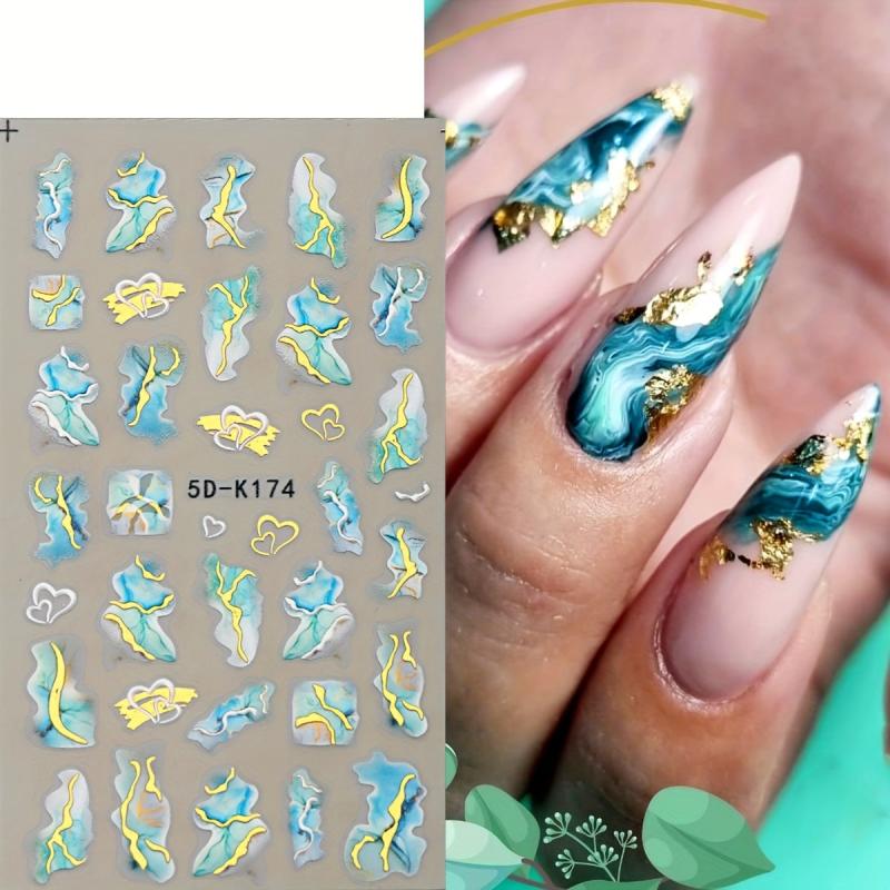 2 Pcs Marine Life Nail Art Stickers With Jellyfish And Starfish Nail Decals