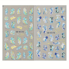 2 Pcs Marine Life Nail Art Stickers With Jellyfish And Starfish Nail Decals