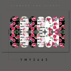 Flower Print Nail Polish Stickers 14 Sheets