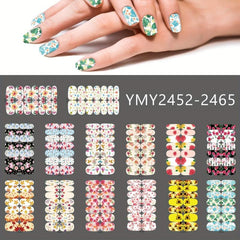 Flower Print Nail Polish Stickers 14 Sheets