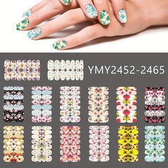 Flower Print Nail Polish Stickers 14 Sheets