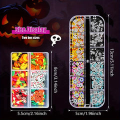 Halloween Nail Sequins Stickers Box - Pumpkin Snowflake Ghost