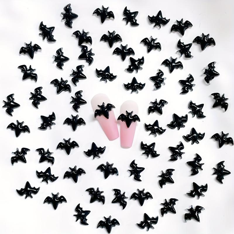100pcs Halloween Bat Nail Art Charms 3D Resin Bat Nail Art Accessories