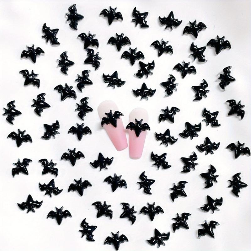 100pcs Halloween Bat Nail Art Charms 3D Resin Bat Nail Art Accessories