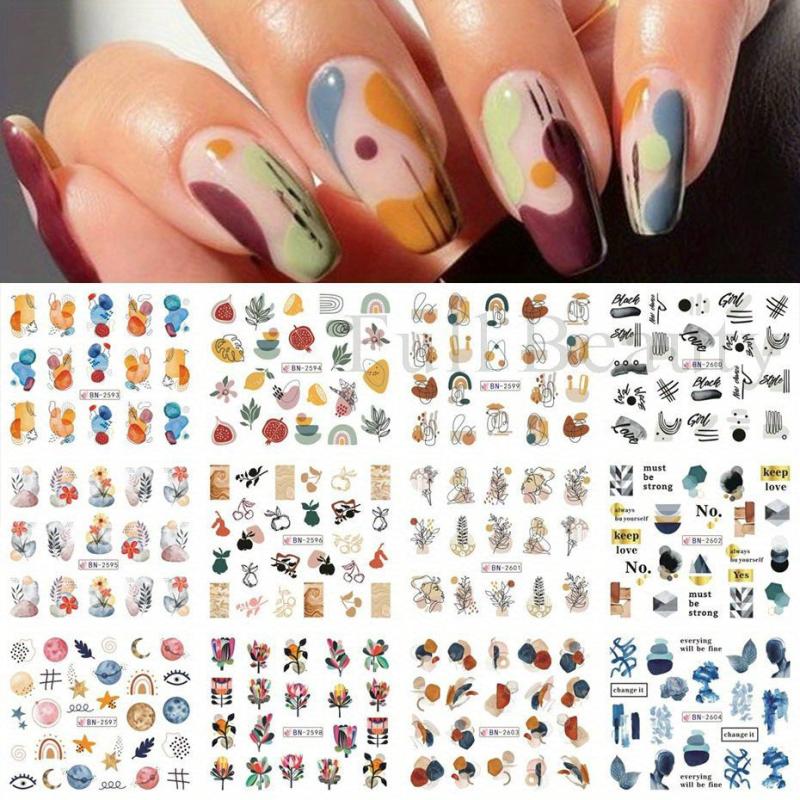 12 Butterfly Nails Sticker English Letter Water Transfer Decal