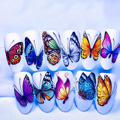 12 Butterfly Nails Sticker English Letter Water Transfer Decal