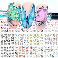 12 Butterfly Nails Sticker English Letter Water Transfer Decal