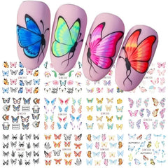 12 Butterfly Nails Sticker English Letter Water Transfer Decal