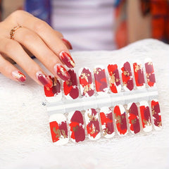 Red Nail Stickers Decals Self Adhesive Nail Art For Women Girls