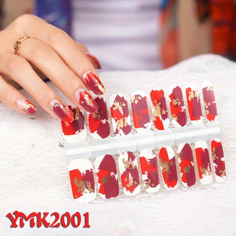 Red Nail Stickers Decals Self Adhesive Nail Art For Women Girls