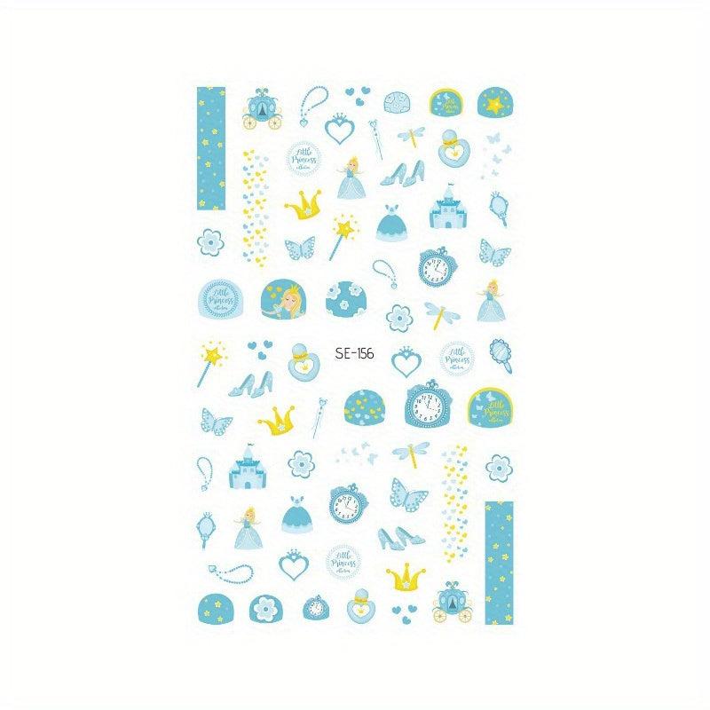 Princess Nail Art Stickers Self Adhesive Cartoon Design for Adult