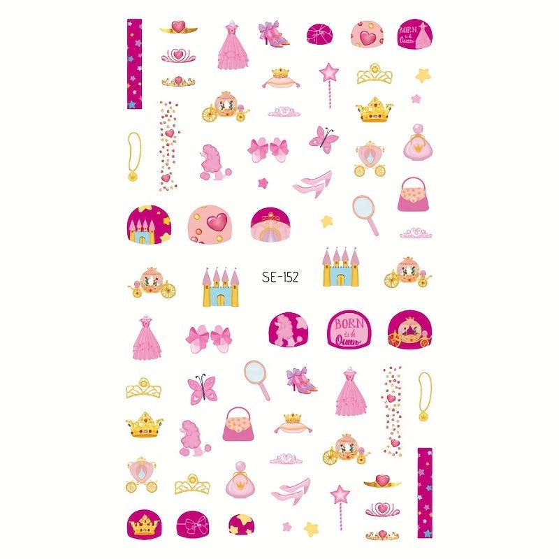 Princess Nail Art Stickers Self Adhesive Cartoon Design for Adult