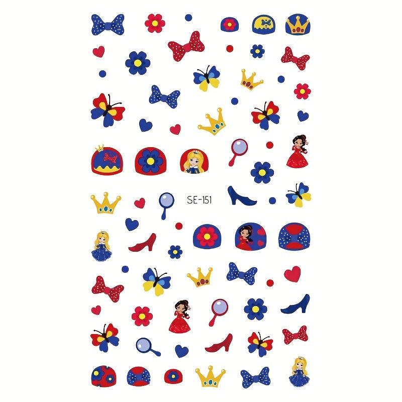 Princess Nail Art Stickers Self Adhesive Cartoon Design for Adult