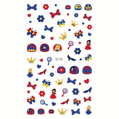 Princess Nail Art Stickers Self Adhesive Cartoon Design for Adult