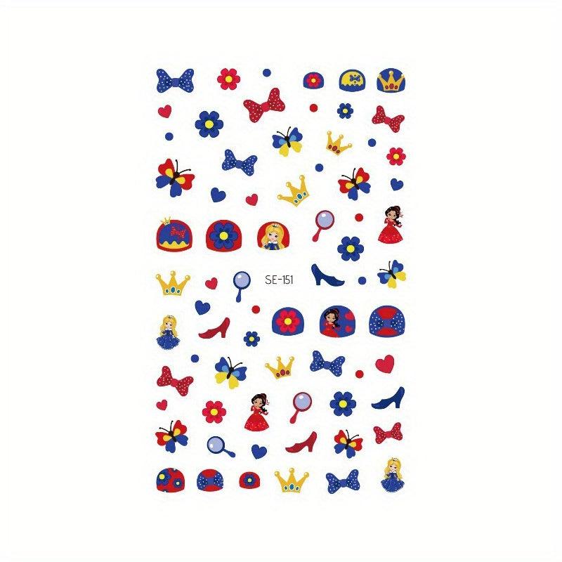Princess Nail Art Stickers Self Adhesive Cartoon Design for Adult
