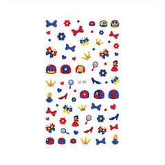 Princess Nail Art Stickers Self Adhesive Cartoon Design for Adult