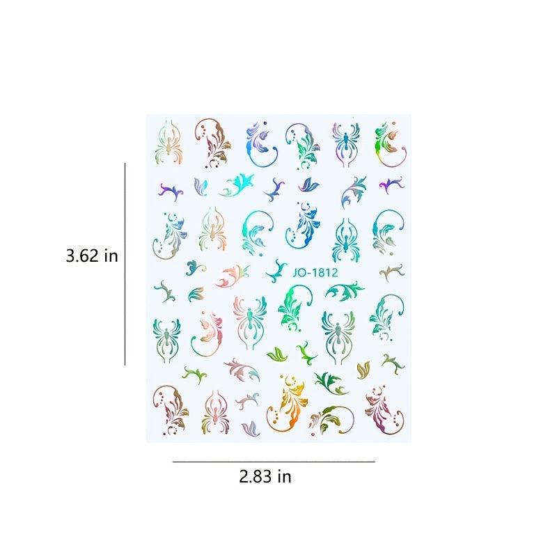 Holographic Leaves and Vines Nail Art Stickers DIY Decals for Women and Girls