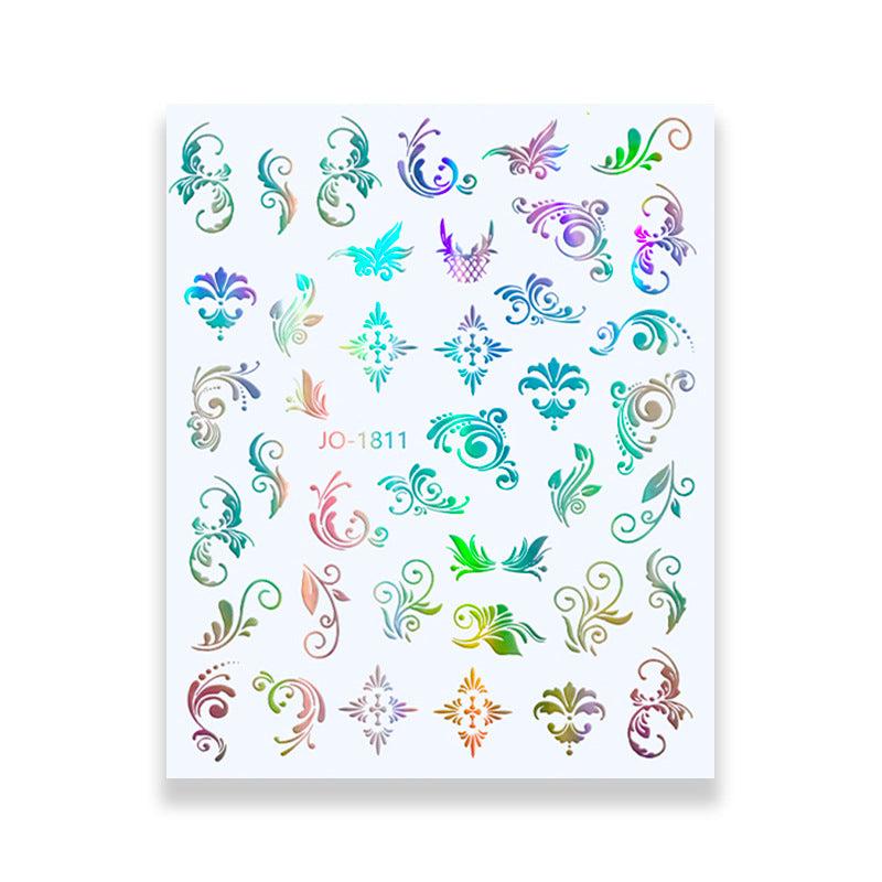 Holographic Leaves and Vines Nail Art Stickers DIY Decals for Women and Girls