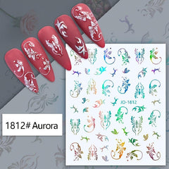 Holographic Leaves and Vines Nail Art Stickers DIY Decals for Women and Girls