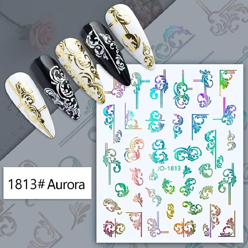 Holographic Leaves and Vines Nail Art Stickers DIY Decals for Women and Girls