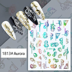 Holographic Leaves and Vines Nail Art Stickers DIY Decals for Women and Girls
