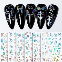 Holographic Leaves and Vines Nail Art Stickers DIY Decals for Women and Girls