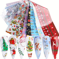 Christmas Nail Foil Transfer Stickers Santa Gift Snow Nail Decals