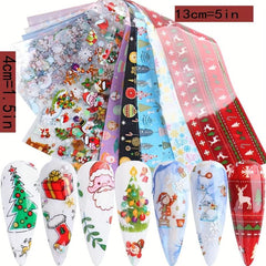 Christmas Nail Foil Transfer Stickers Santa Gift Snow Nail Decals