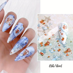 Christmas Nail Foil Transfer Stickers Santa Gift Snow Nail Decals