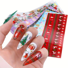 Christmas Nail Foil Transfer Stickers Santa Gift Snow Nail Decals