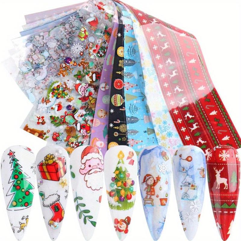 Christmas Nail Foil Transfer Stickers Santa Gift Snow Nail Decals