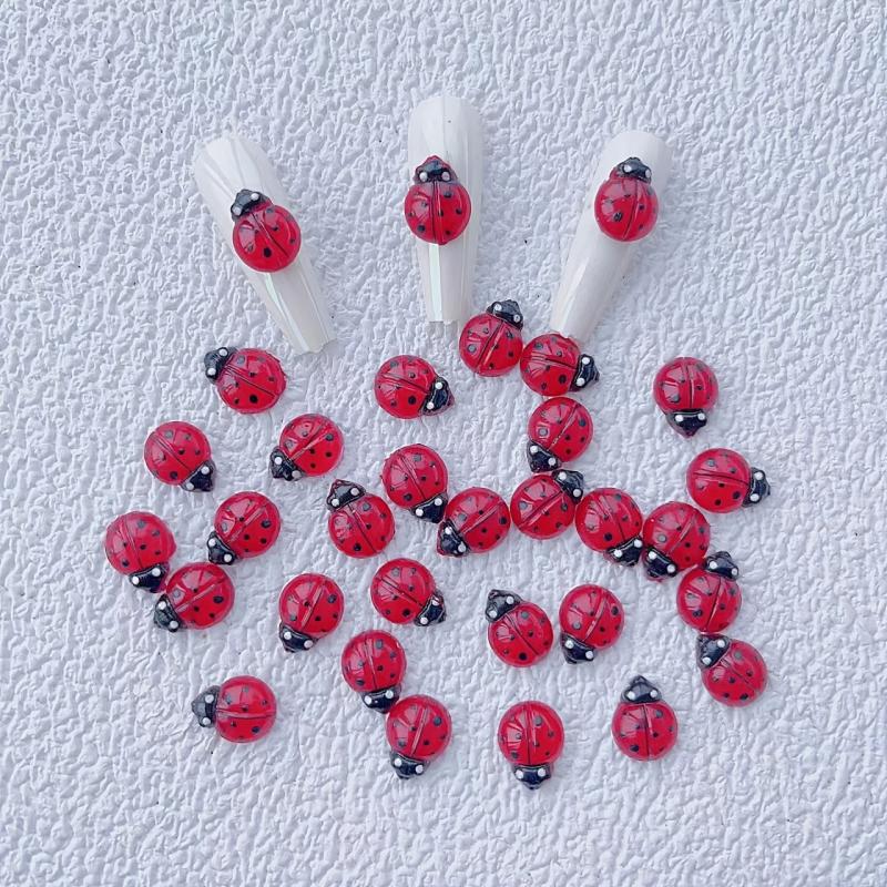 20pcs 3D Ladybug Nail Charms for Women DIY Nail Accessories Home Salon