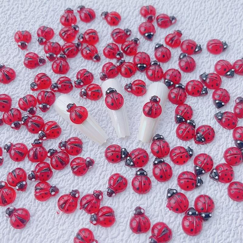 20pcs 3D Ladybug Nail Charms for Women DIY Nail Accessories Home Salon