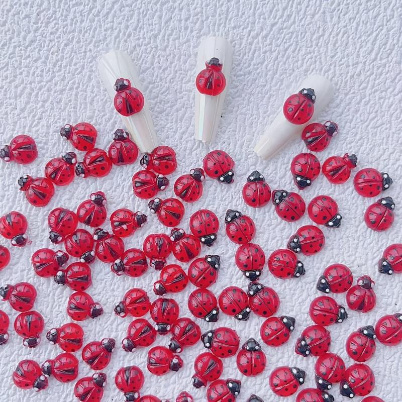 20pcs 3D Ladybug Nail Charms for Women DIY Nail Accessories Home Salon