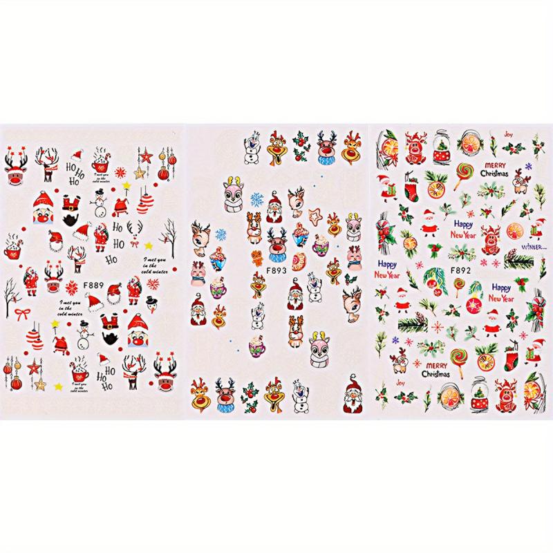 Christmas Nail Art Stickers Santa Claus Snowflake Nail Decals
