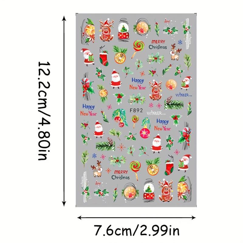 Christmas Nail Art Stickers Santa Claus Snowflake Nail Decals