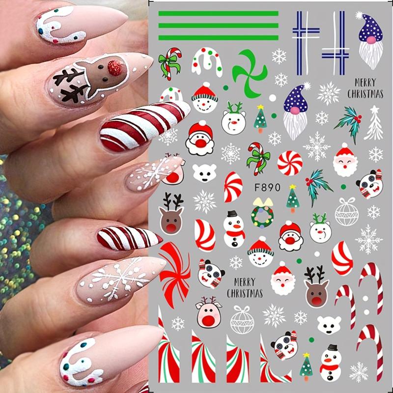 Christmas Nail Art Stickers Santa Claus Snowflake Nail Decals