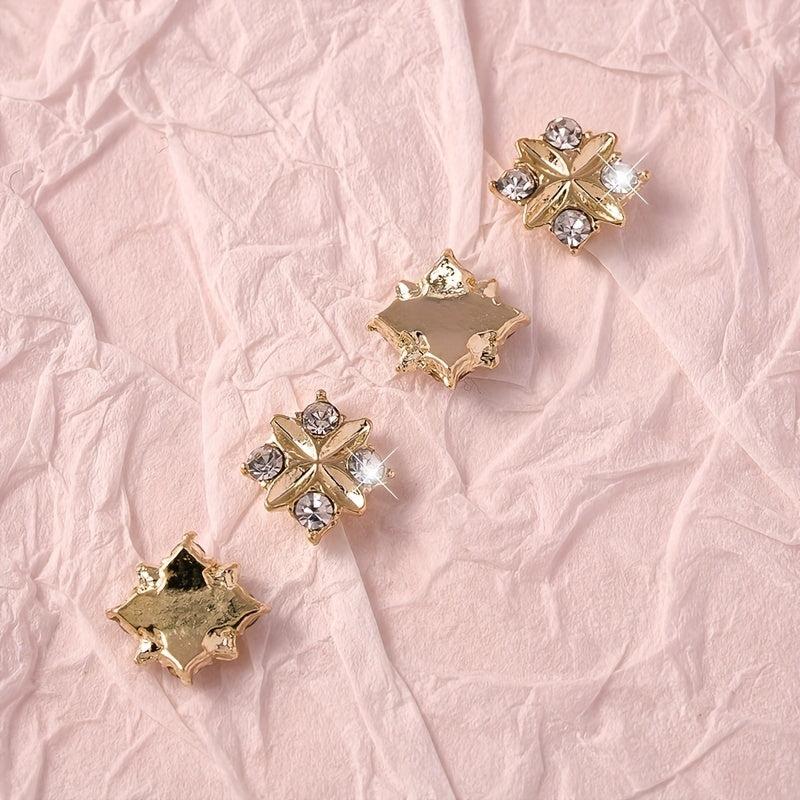 5pcs Y2K 3D Wishing Star Nail Charms With Glitter Rhinestone